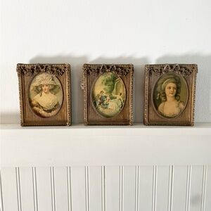 Vintage Framed Portrait Set - Brown and Cream